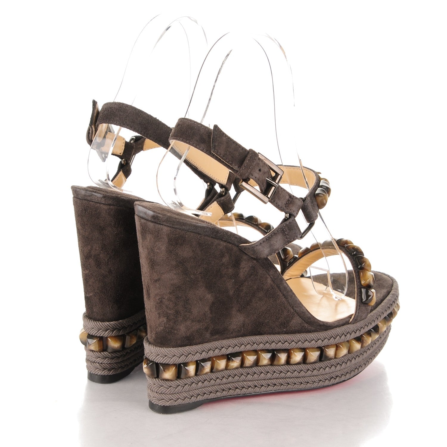 Christian Louboutin Veau Velours Cataclou 120 Wedge Sandals 38 Sand 4 of 6