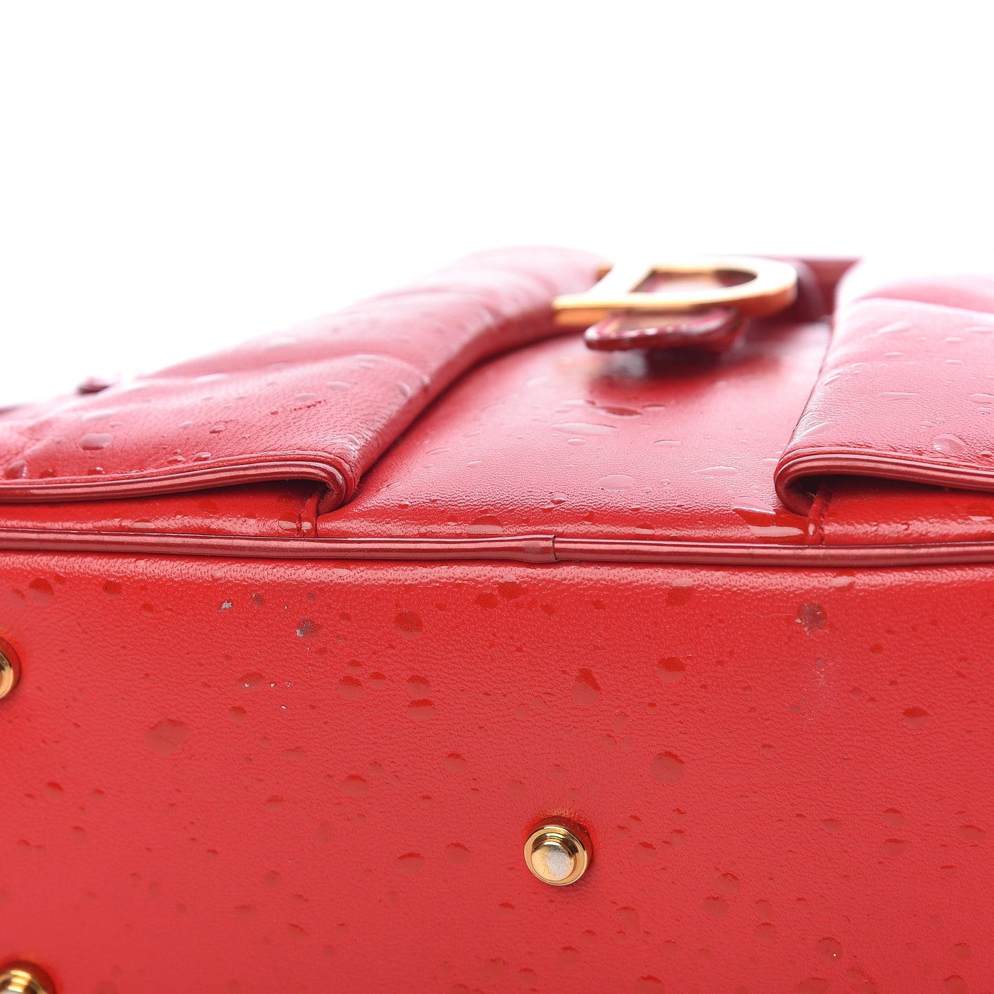 Calfskin Mini Splashed Saddle Bowler Red