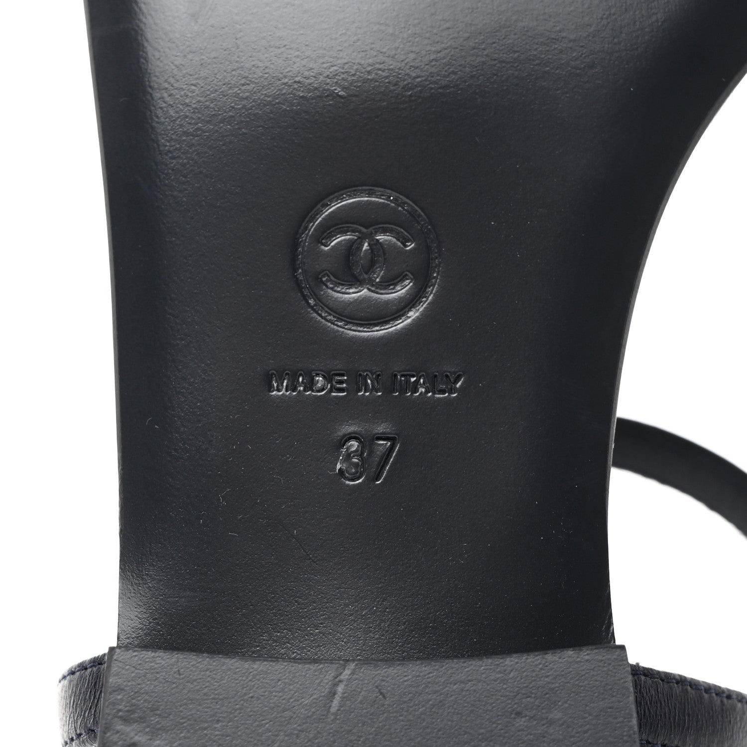 Chanel Lambskin Crystal CC Thong Sandals 37 Navy Blue 7 of 8