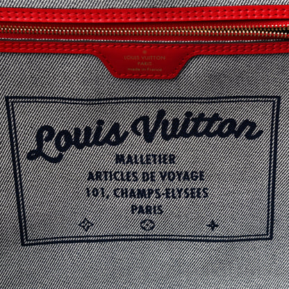 Louis Vuitton Denim Damier Monogram Patchwork Neverfull Blue Rouge 6 of 12