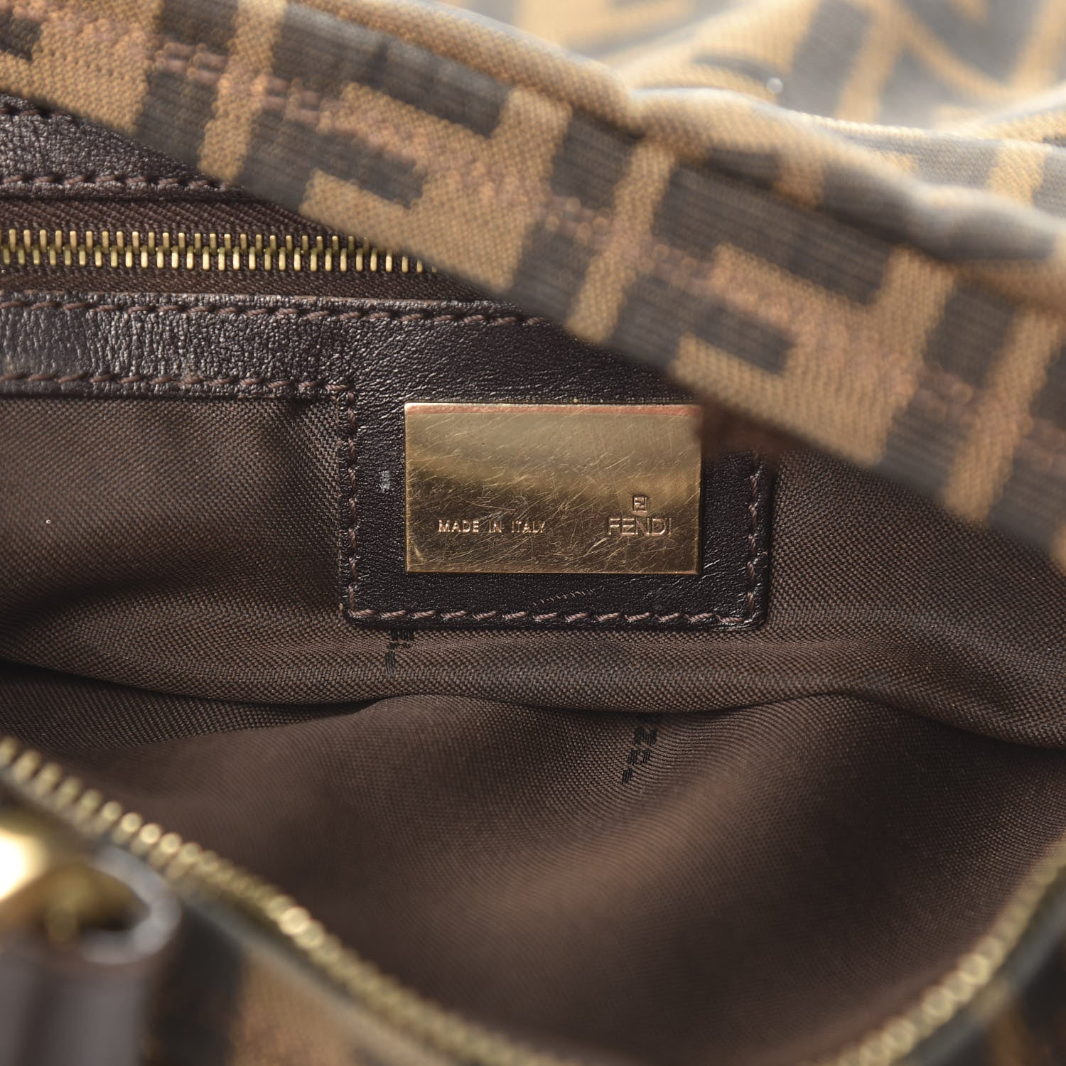 Fendi Zucca Cuoio Lucido Small Hobo Tobacco Moro 6 of 10