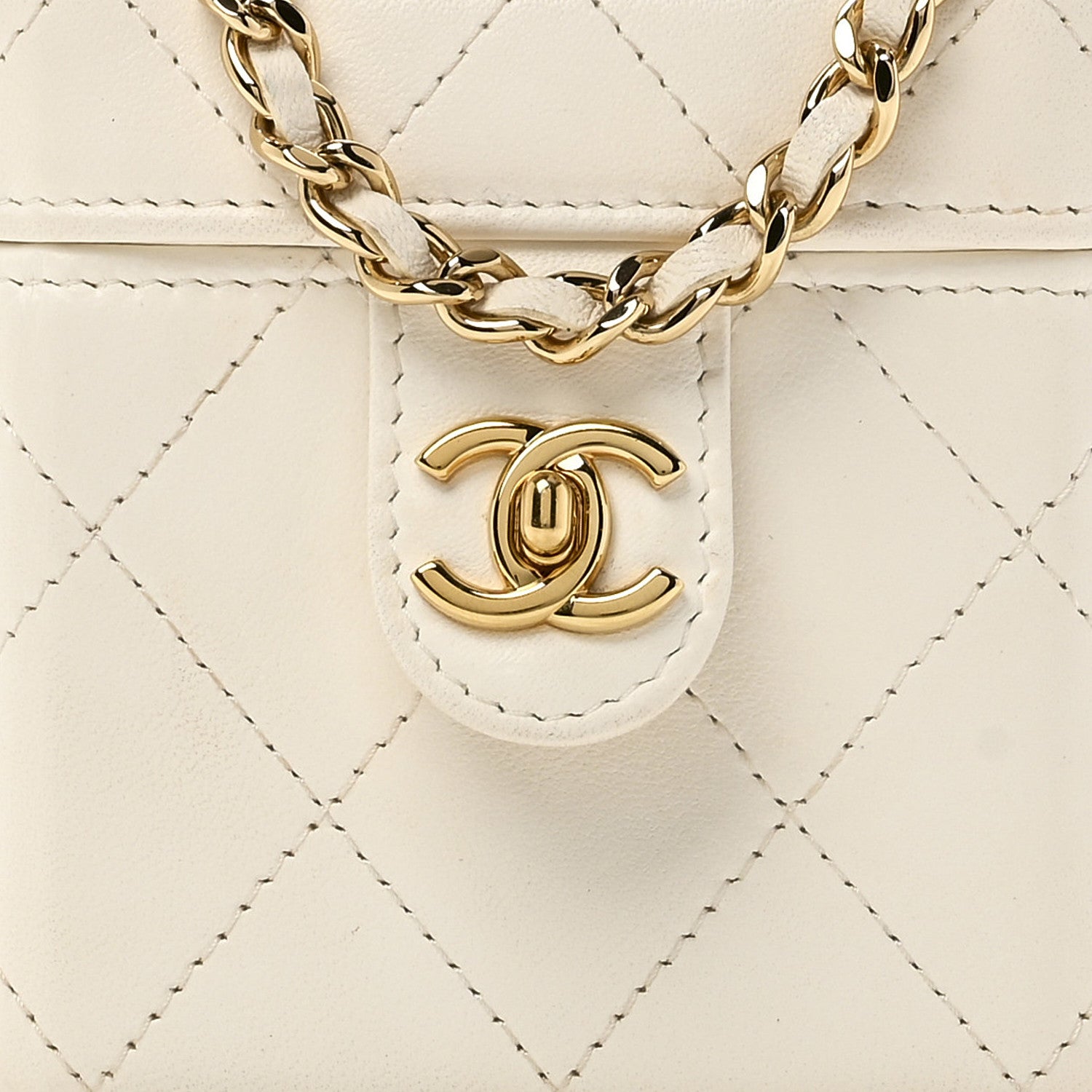 Chanel Lambskin Quilted Vanity Clutch With Chain White 8 of 12
