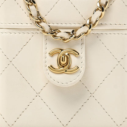 Chanel Lambskin Quilted Vanity Clutch With Chain White 8 of 12