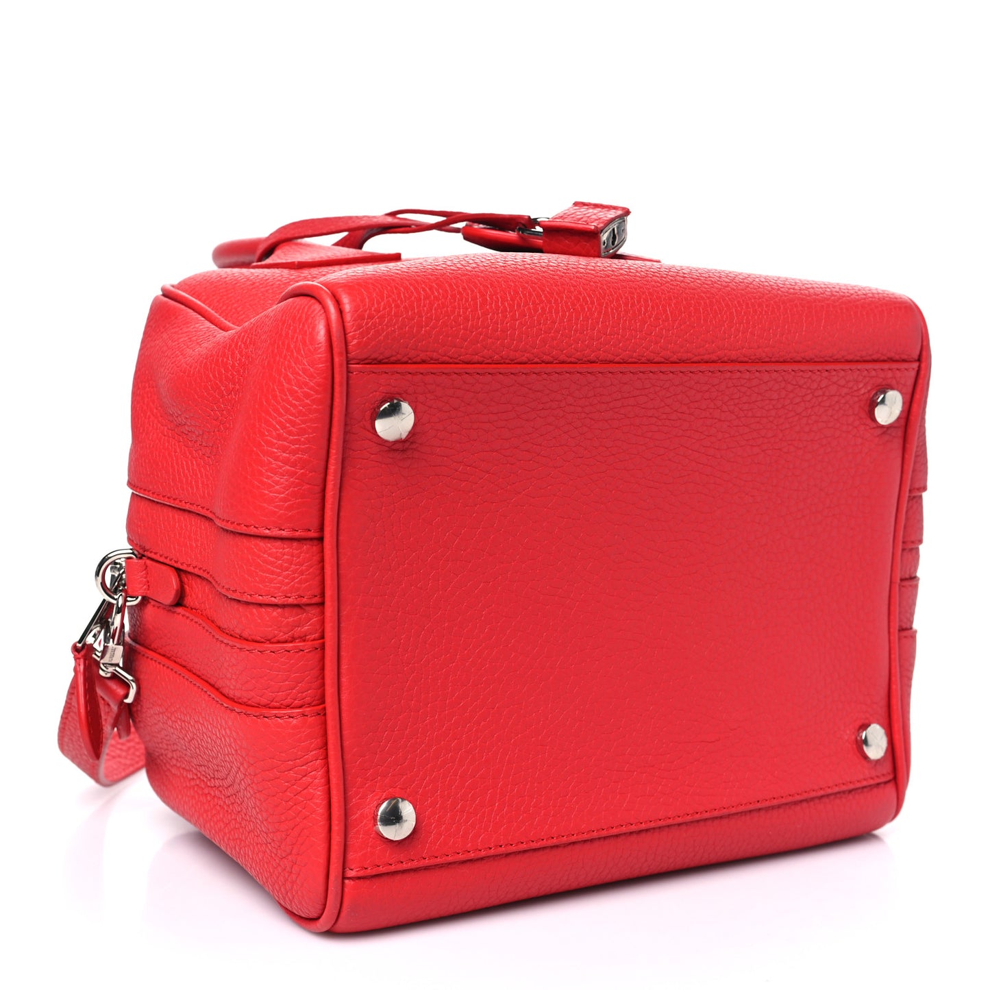 Soft Grain Calfskin Small Cube Bowling Bag Bright Red