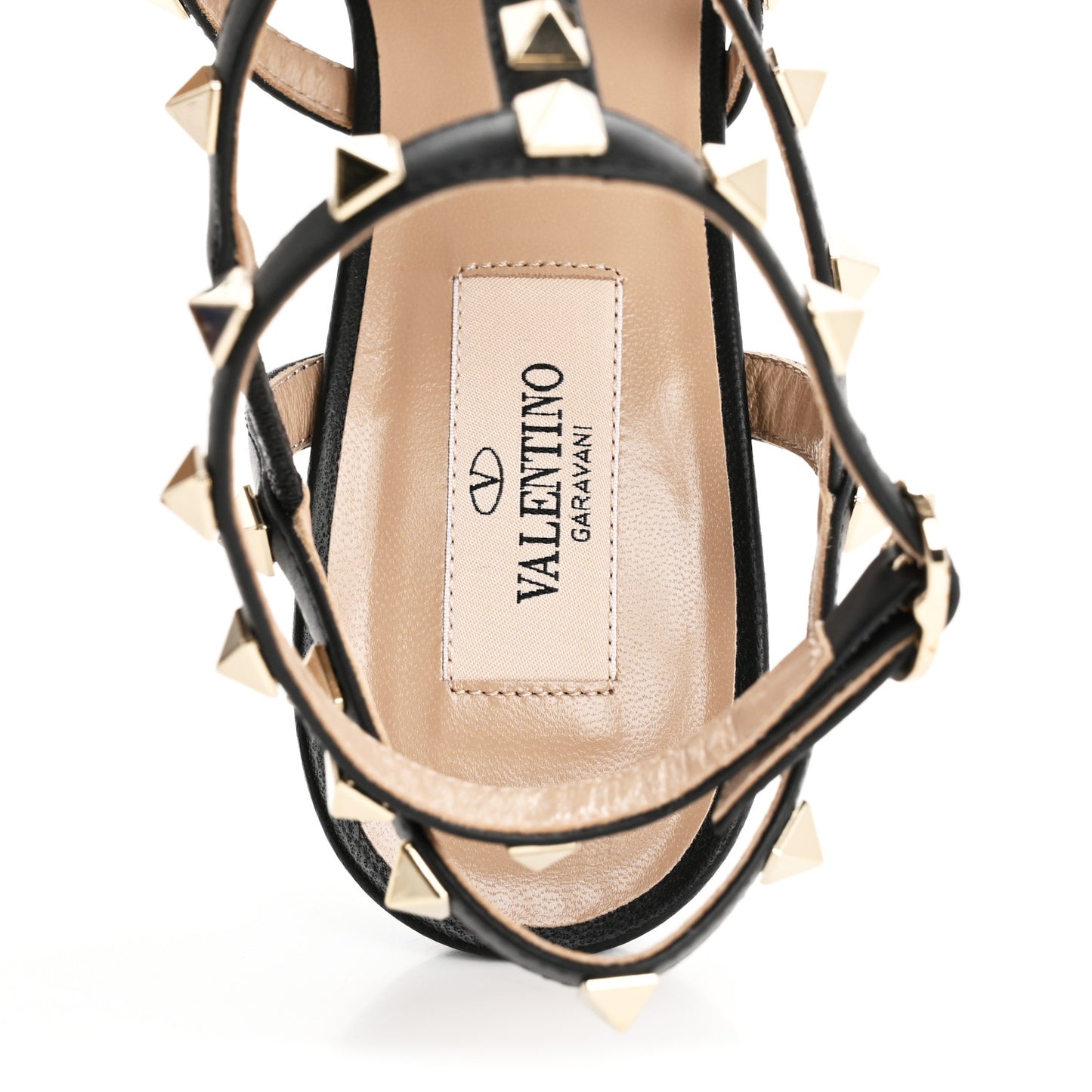 Calfskin Nappa Rockstud Gladiator 70mm Sandals 38.5 Black