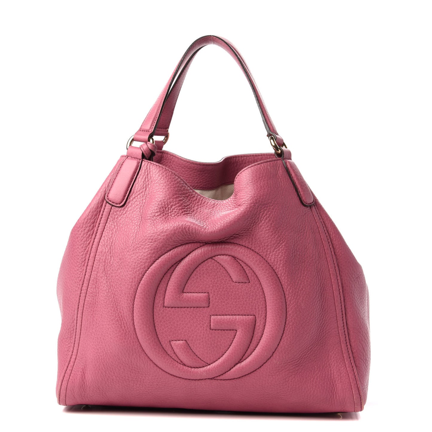 Pebbled Calfskin Medium Soho Shoulder Bag Fresia Rose