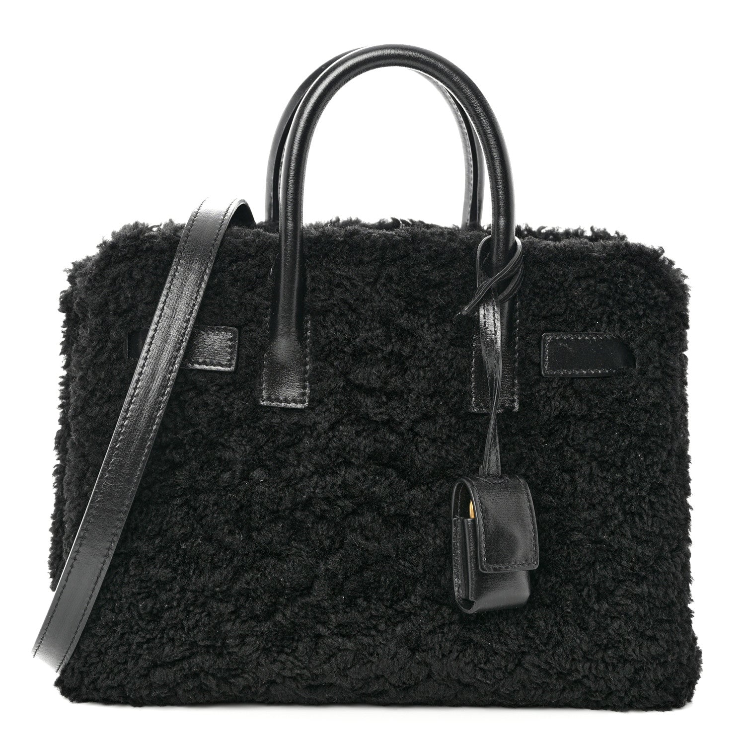 Saint Laurent Shearling Nano Sac De Jour Black 1 of 8