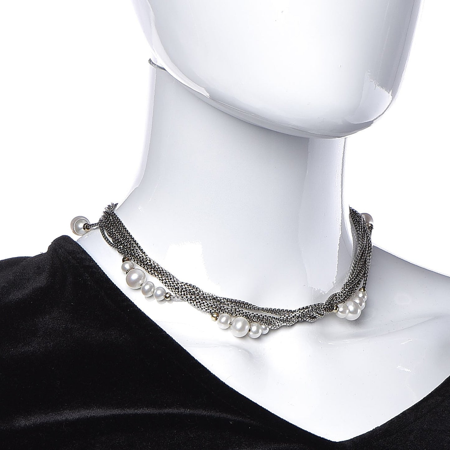 Sterling Silver 18K Yellow Gold Pearl Multi Strand Necklace