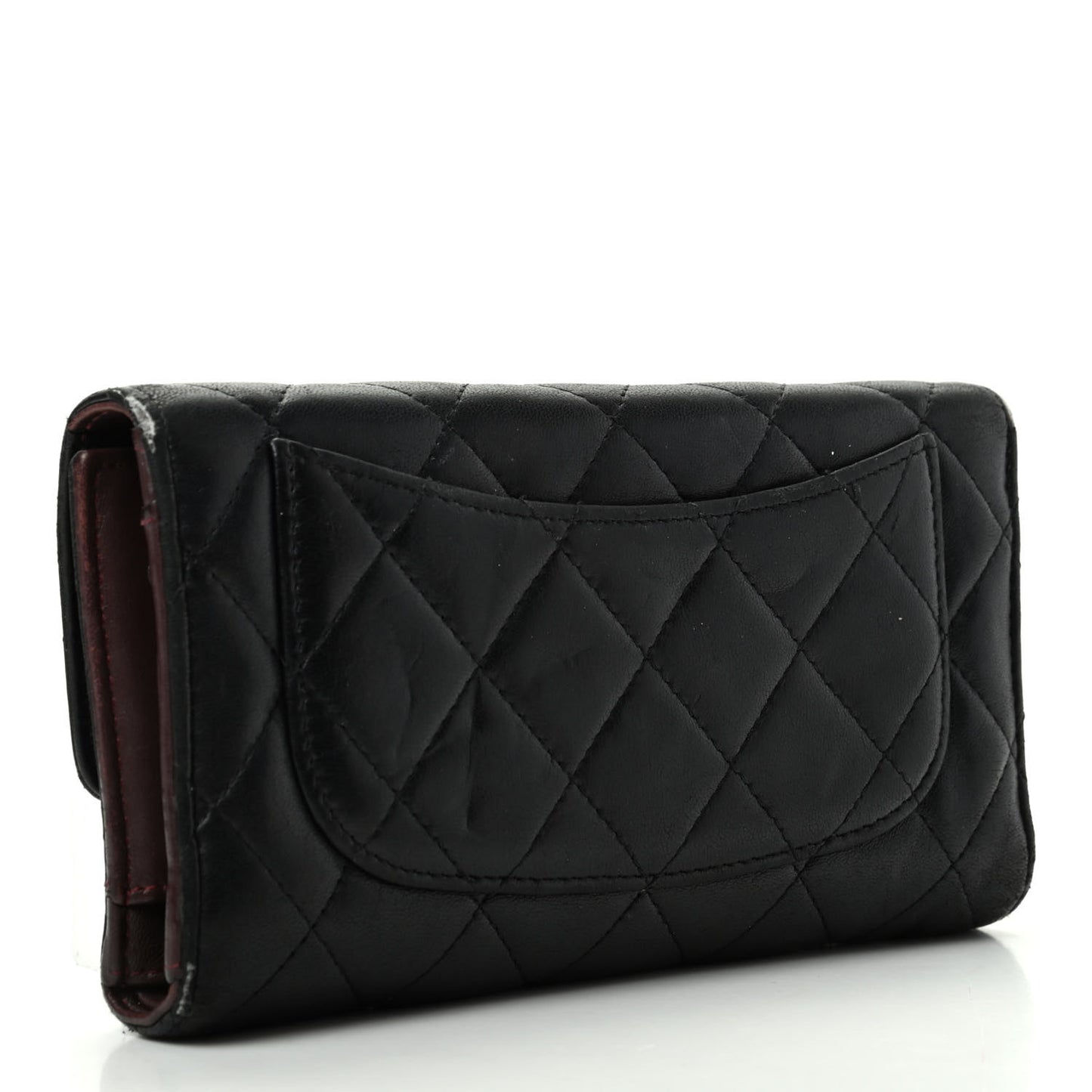Lambskin Quilted Large Flap Wallet Black