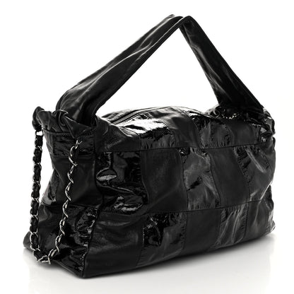 Chanel Lambskin Patent Calfskin Brooklyn Patchwork Hobo Black 3 of 11