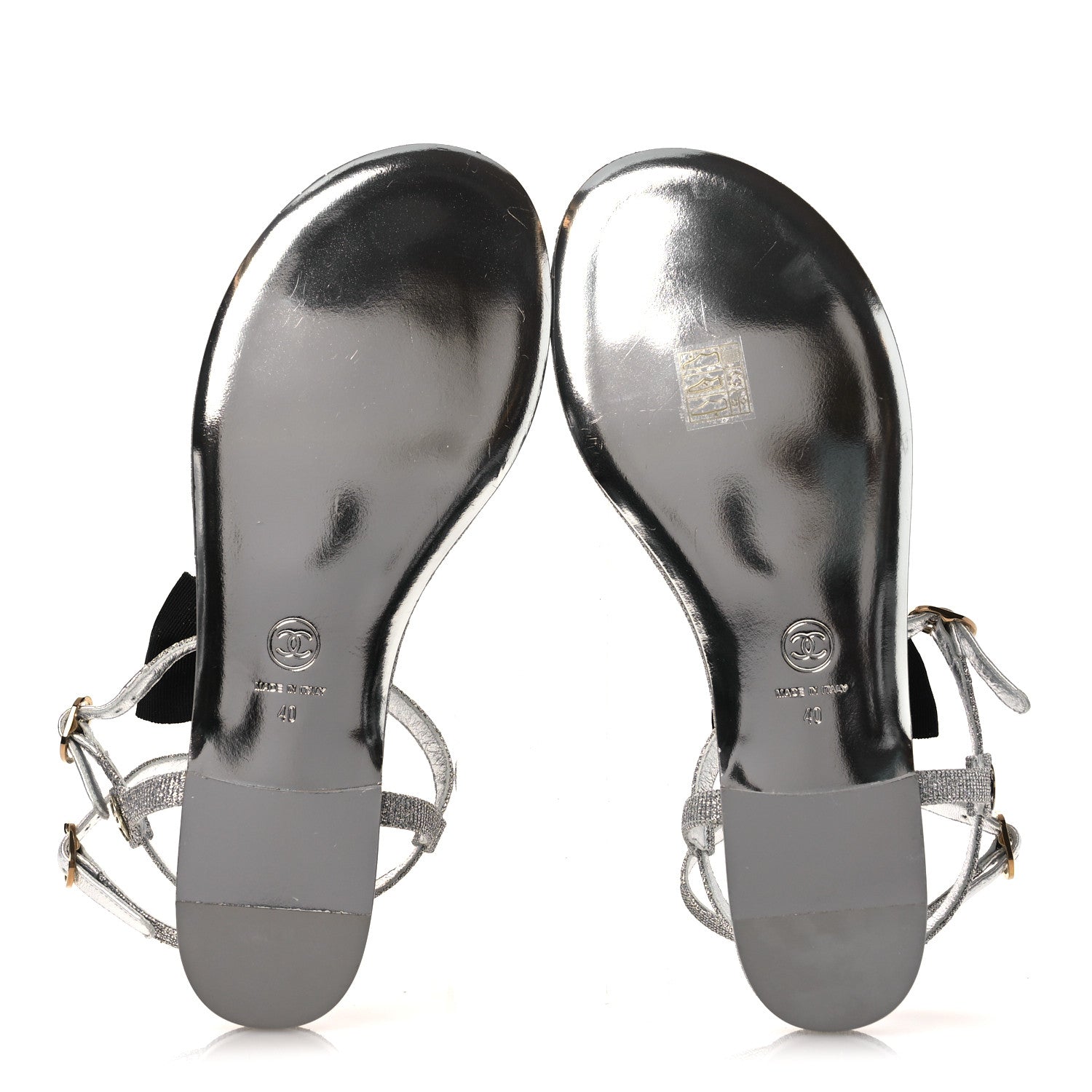 CHANEL バレリーナ シルバー CHANEL Size 10.5 Silver Metallic Textured Suede Ballet Flats – Sui