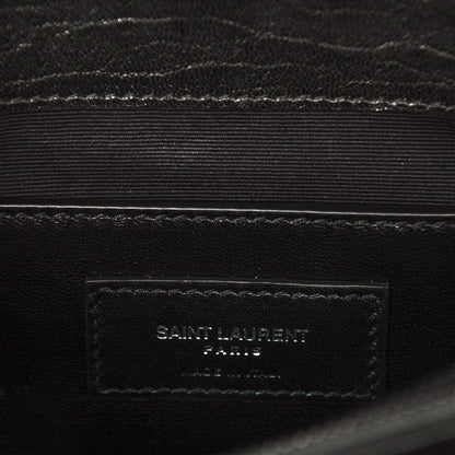 Saint Laurent Sheepskin Matelasse Chevron Monogram Medium College Bag Black 6 of 7