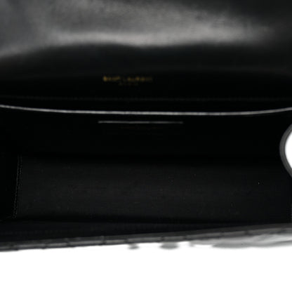 Saint Laurent Lambskin Mixed Matelasse Triquilt Medium Monogram Satchel Black 5 of 10