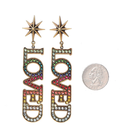 Gucci Gold Crystal Loved Single Earrings Multi 2 of 5