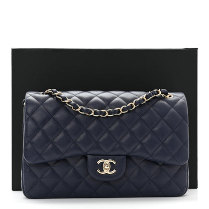 Chanel Caviar Quilted Jumbo Double Flap Navy Blue 10 of 10