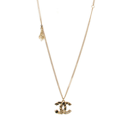 Chanel Enamel Crystal Star CC Necklace Black Gold 1 of 5