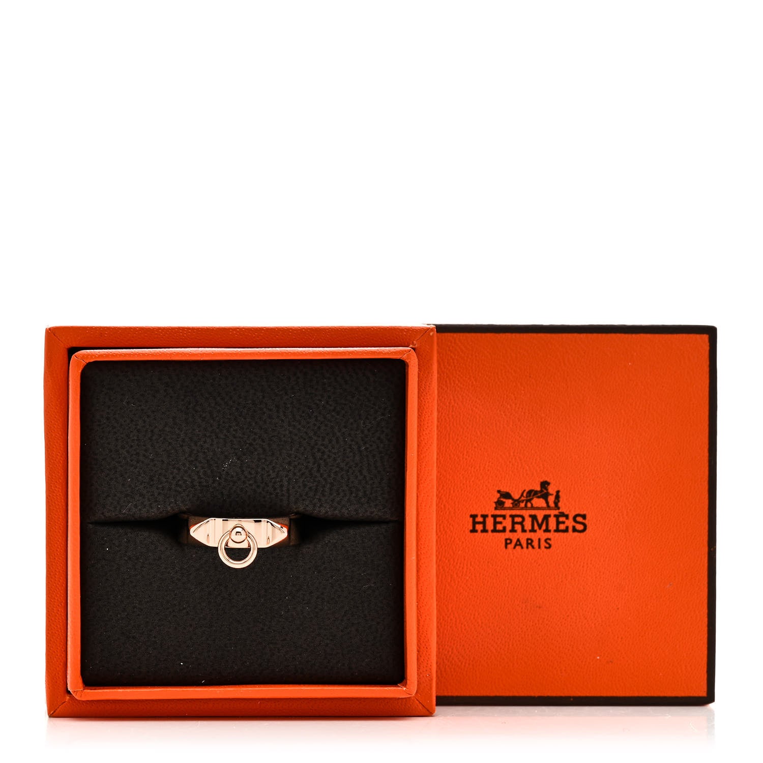 Hermes 18K Rose Gold PM Collier De Chien Ring 58 8.5 5 of 5