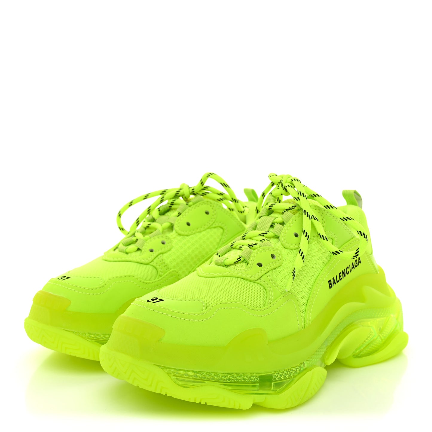 Fabric Mesh Clear Sole Womens Triple S Sneakers 37 Fluo Yellow