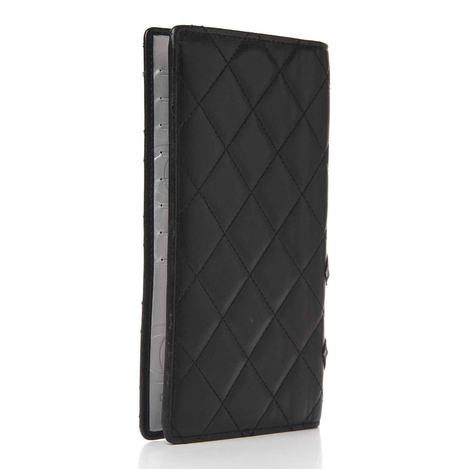 Chanel Calfskin Quilted Cambon Yen Wallet Black Silver 3 of 9