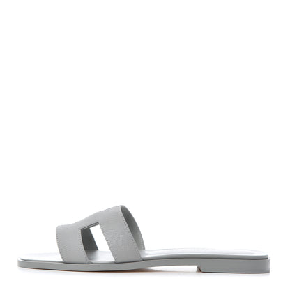 Hermes Epsom Oran Sandals 37.5 Bleu Glacier 1 of 12