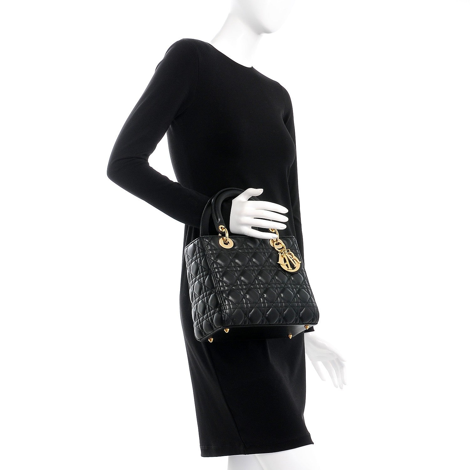 Christian Dior Lambskin Cannage Medium Lady Dior Black 3 of 15