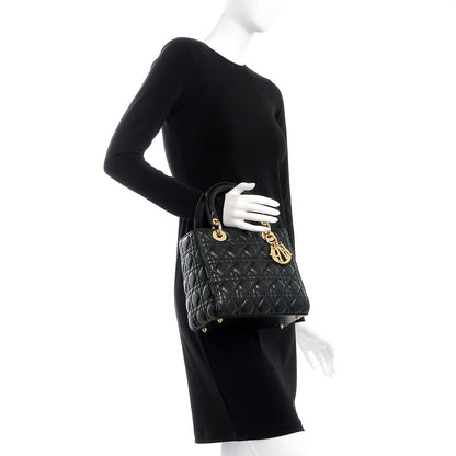 Christian Dior Lambskin Cannage Medium Lady Dior Black 3 of 15
