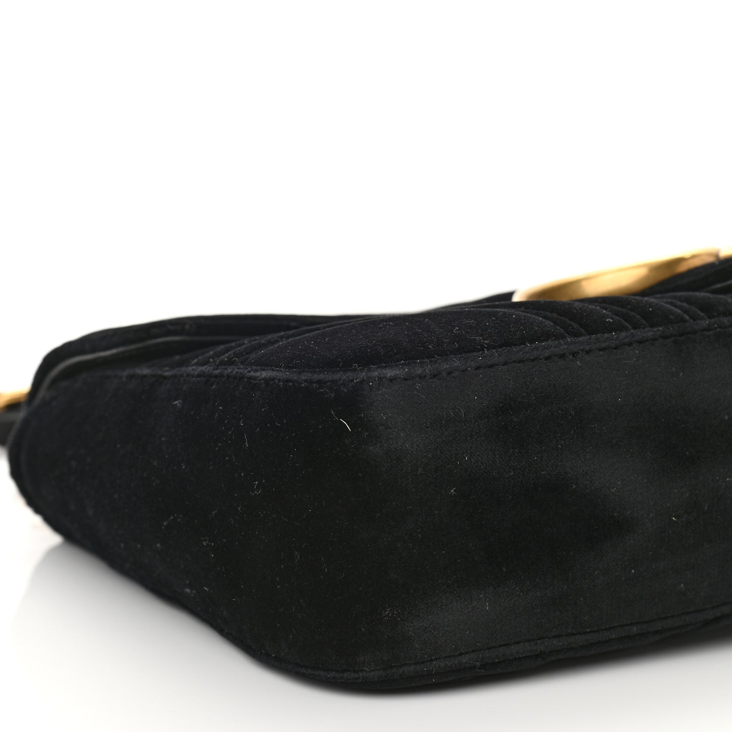 Velvet Matelasse Medium GG Marmont Shoulder Bag Black