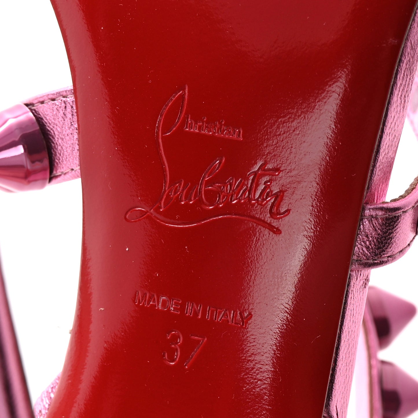Metallic Calfskin Spikita 100 Sandals 37 Fuchsia