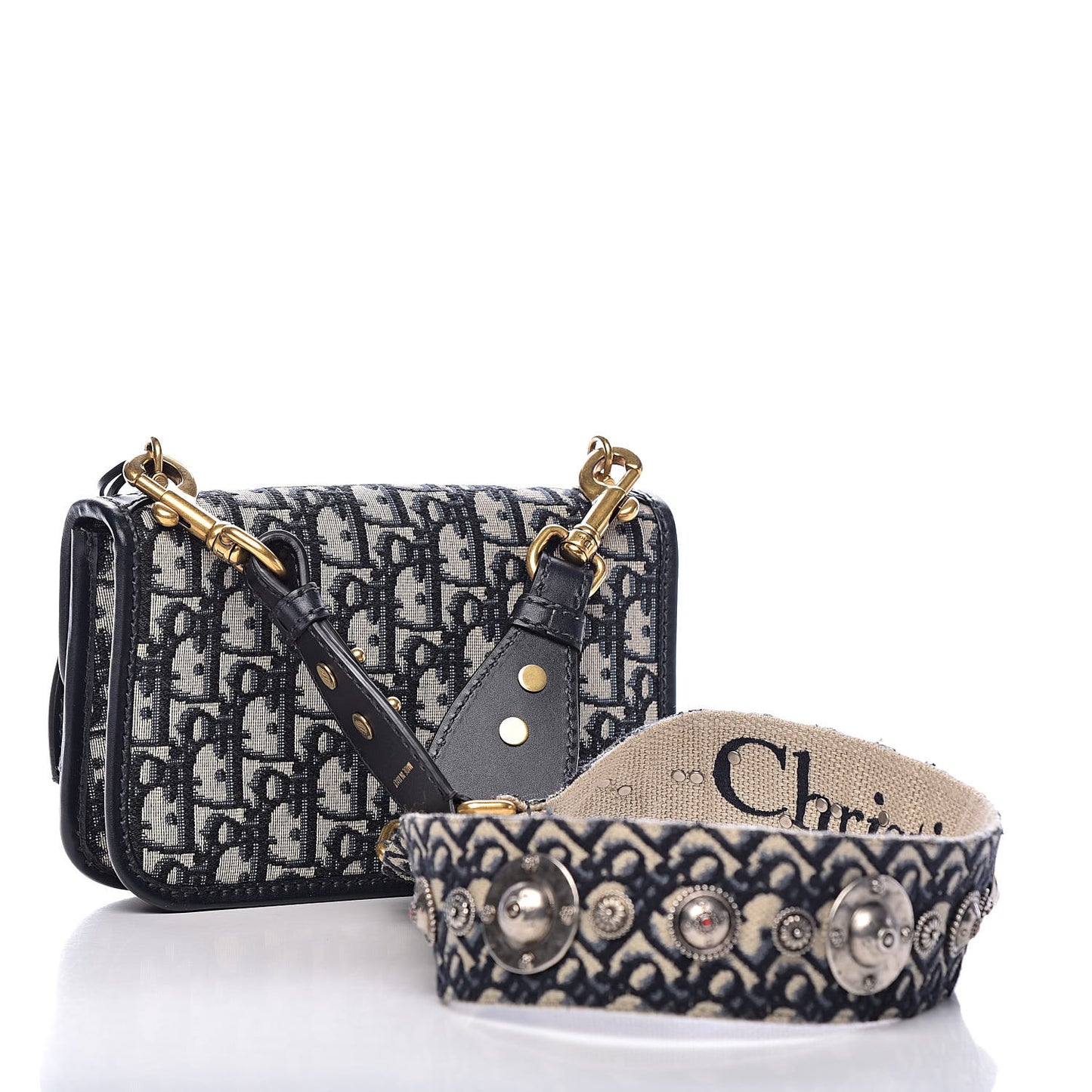 Oblique Small DiorAddict Flap Bag Navy Blue