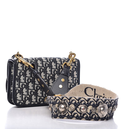 Christian Dior Oblique Small DiorAddict Flap Bag Navy Blue 3 of 10
