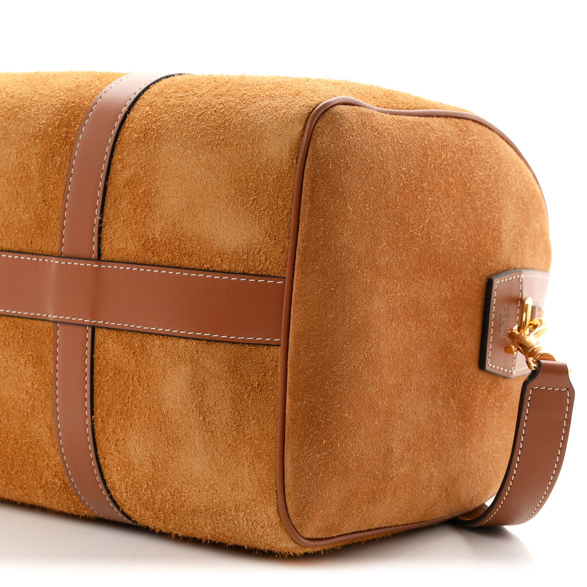 Celine Waxed Suede Calfskin Large Boston Bag Tobacco 11 of 11