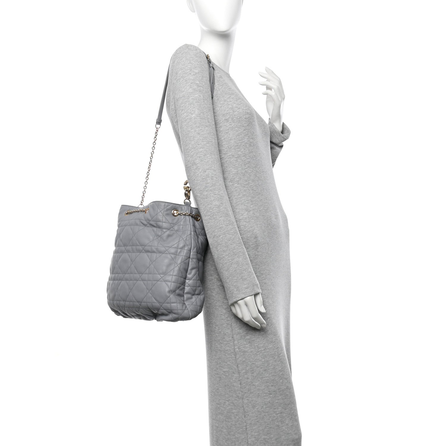 Christian Dior Lambskin Supple Macrocannage Ammi Bag Grey 2 of 10