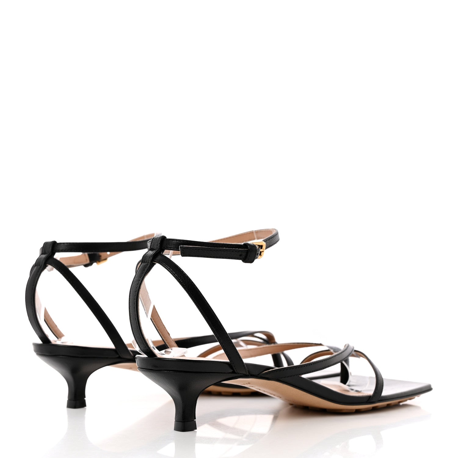 Bottega Veneta Lambskin Stretch Multi Strap 40mm Sandals 37.5 Black 4 of 14