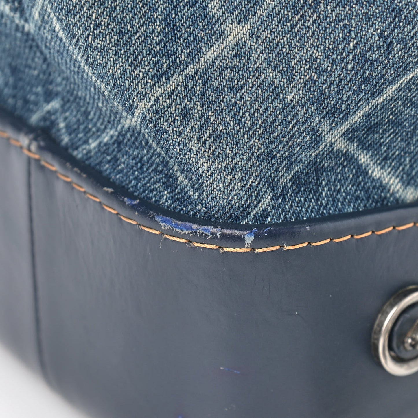 Denim Quilted Gabrielle Backpack Blue
