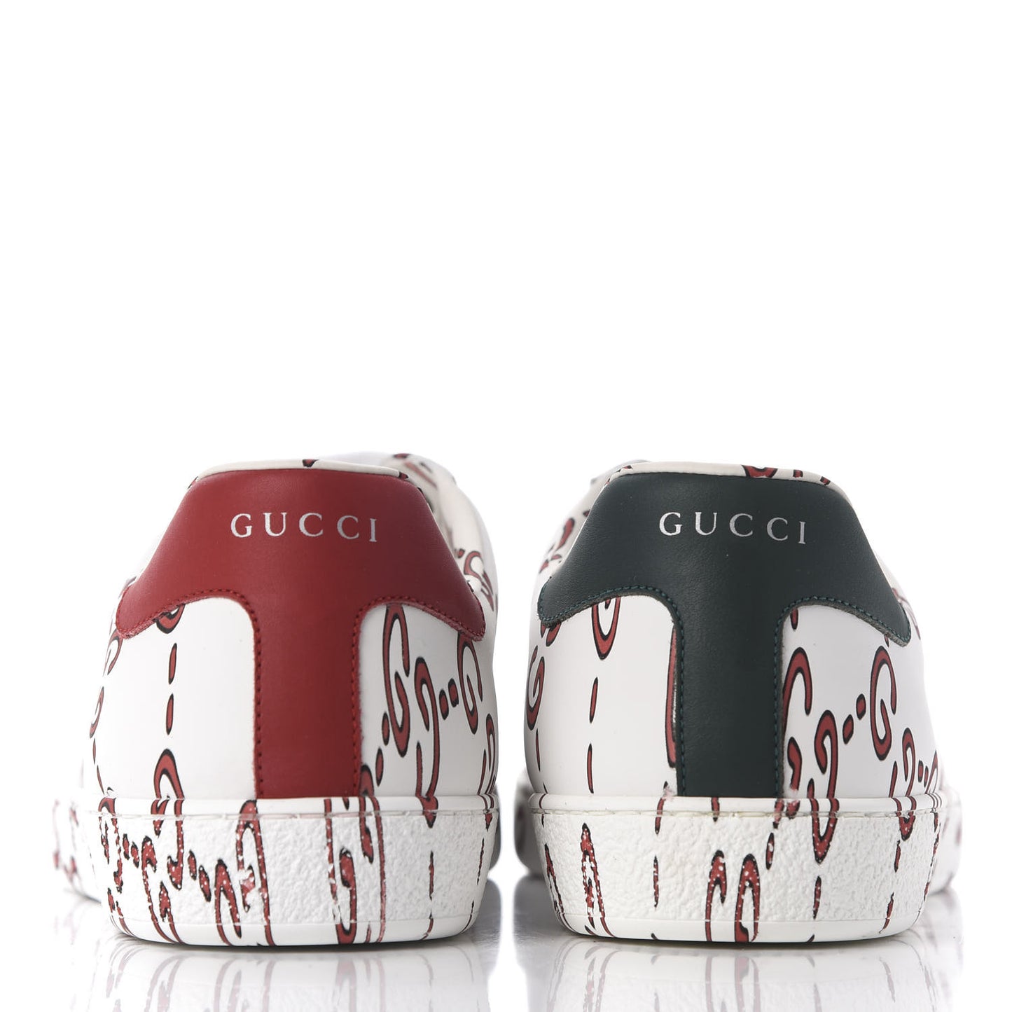 Calfskin GucciGhost Print Mens Ace Sneakers 11 White Hibiscus Red