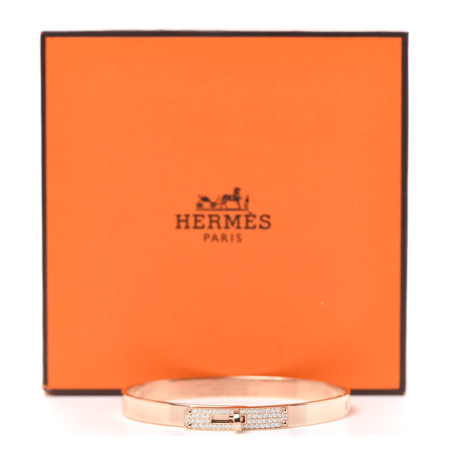 Hermes 18K Rose Gold Diamond PM Kelly Pave Bracelet SH 6 of 6