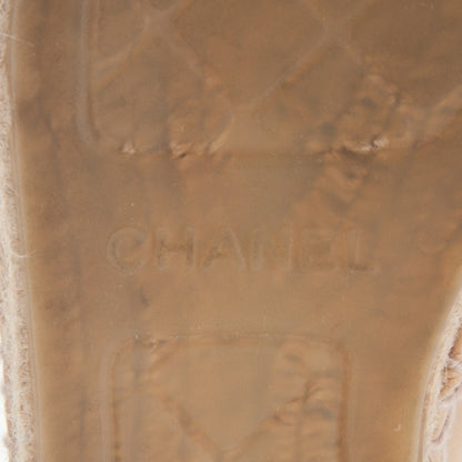 Chanel Lambskin CC Espadrilles 37 Beige Black 6 of 8
