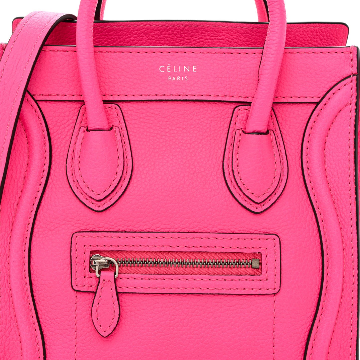 Drummed Calfskin Nano Luggage Fuchsia