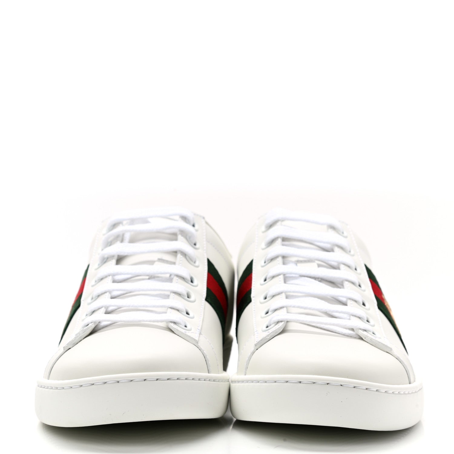 Gucci Calfskin Ayers Bee Embroidered Womens Ace Sneakers 36.5 White Green 2 of 10