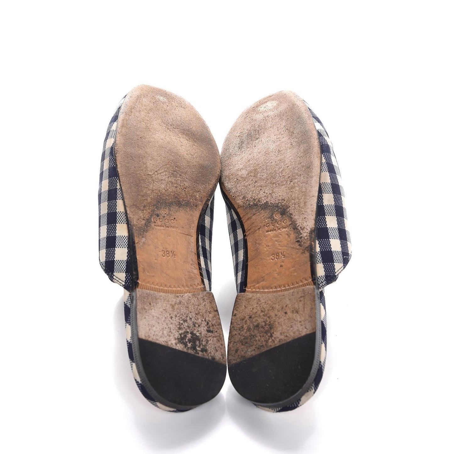Cotton Gingham Womens Princetown Slippers 38.5 White Navy