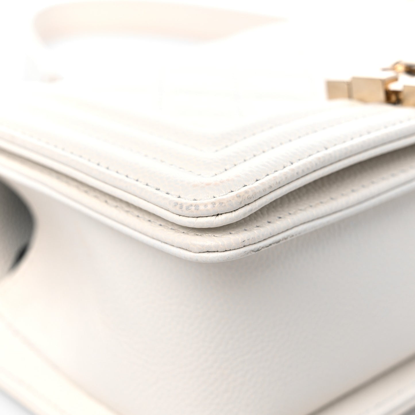 Caviar Quilted Small Boy Flap White