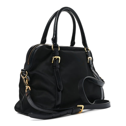 Prada Tessuto Nylon Calfskin Dome Satchel Black 3 of 10