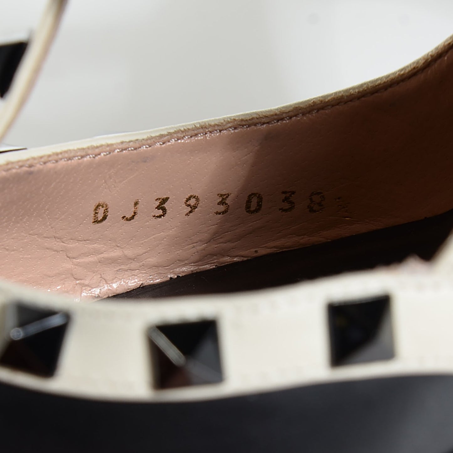 Nappa Rockstud Ankle Strap 100mm Pumps 38.5 Black Light Ivory