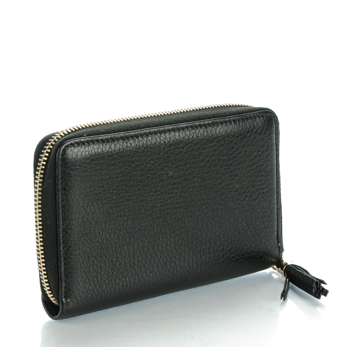 Pebbled Calfskin Medium Soho Zip Around Wallet Black
