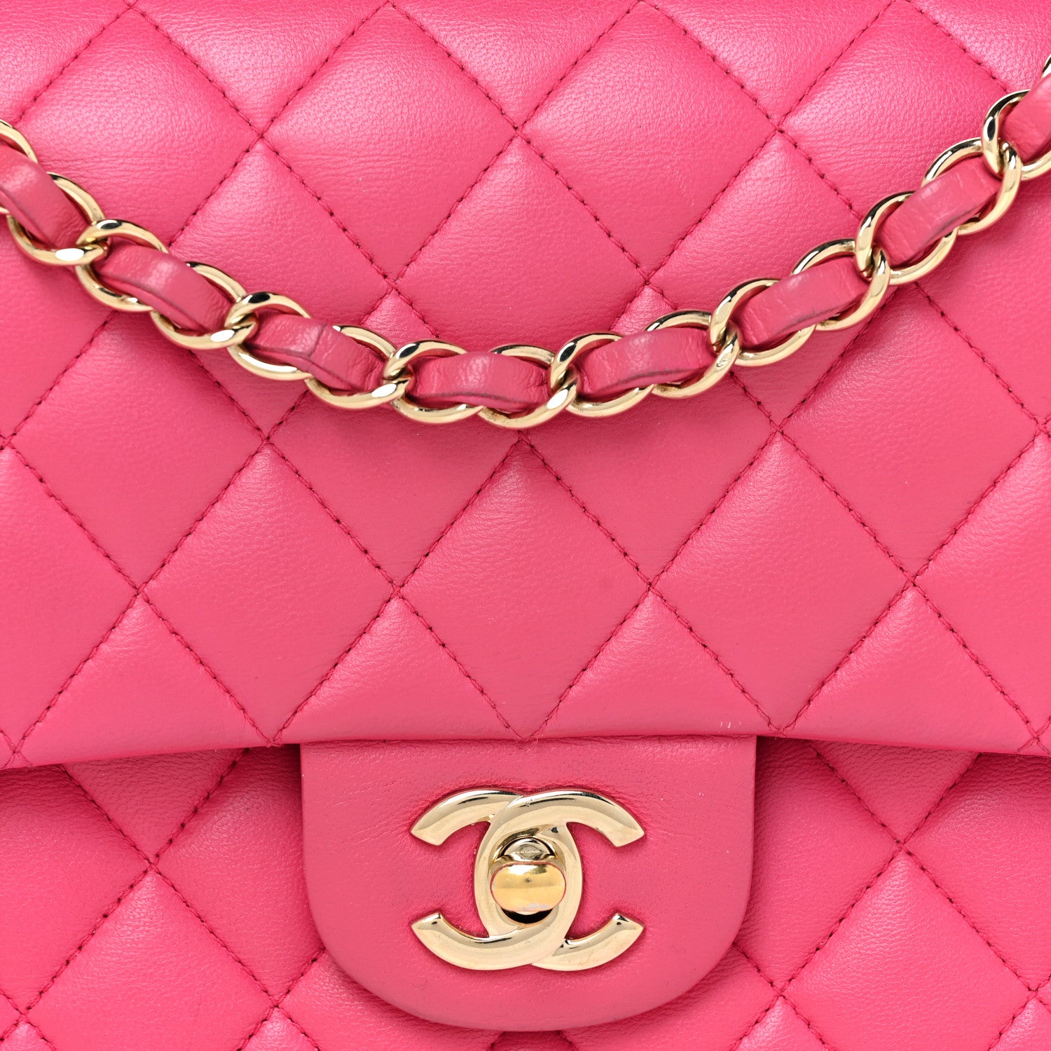 Chanel Lambskin Quilted Medium Double Flap Dark Pink 8 of 21