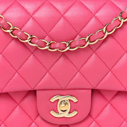 Chanel Lambskin Quilted Medium Double Flap Dark Pink 8 of 21