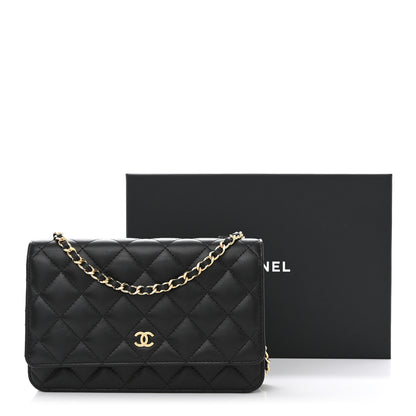 Chanel Lambskin Quilted Wallet On Chain WOC Black 12 of 12