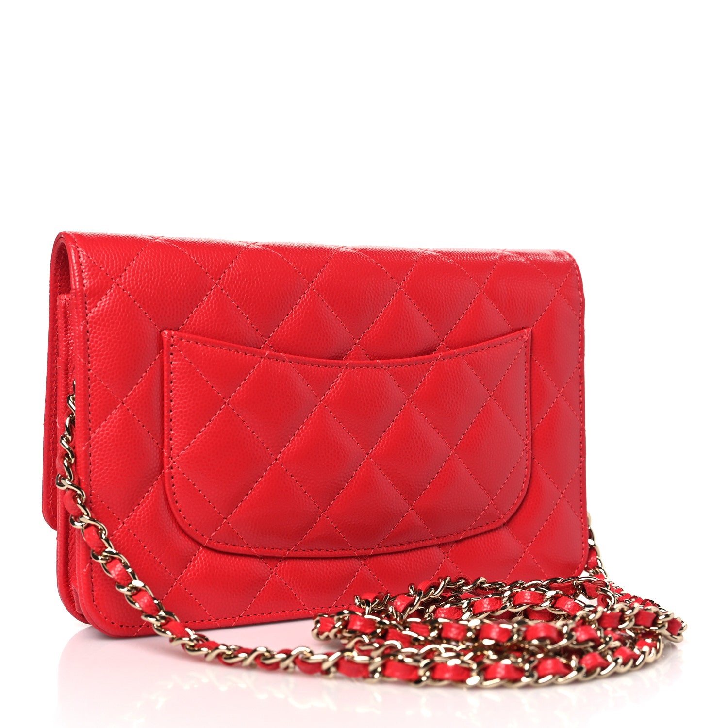 Chanel Caviar Quilted Wallet On Chain WOC Red 4 of 10