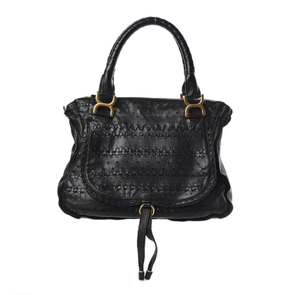 Chloe Lambskin Embroidered Medium Marcie Satchel Black 1 of 12
