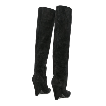 Saint Laurent Suede Niki 105 Thigh High Boots 36.5 Black 4 of 10